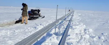 Installation of tram across polygonal tundra