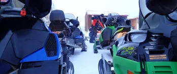Snowmachines ready for trip to field site
